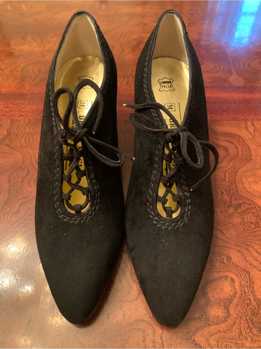 Vintage Black Suede Lace-Up Women’s Heels